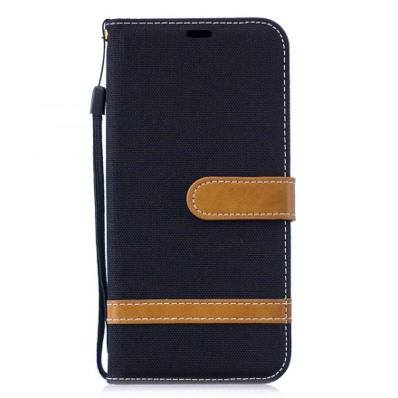 Housse Huawei P30 Lite Tissu et Effet Cuir à Lanière Housse Huawei P30 Lite Tissu et Effet Cuir à Lanière
