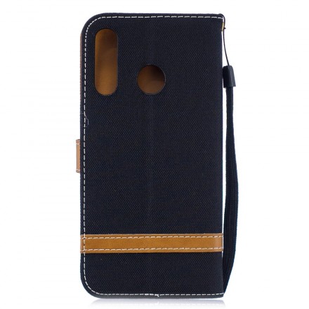 Housse Huawei P30 Lite Tissu et Effet Cuir à Lanière Housse Huawei P30 Lite Tissu et Effet Cuir à Lanière