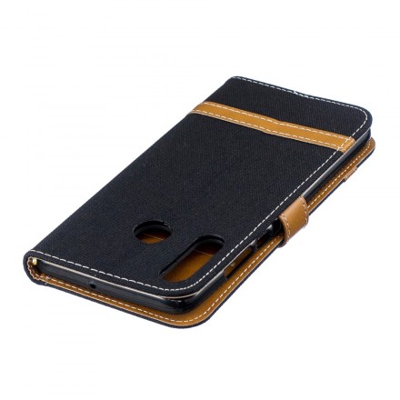 Housse Huawei P30 Lite Tissu et Effet Cuir à Lanière Housse Huawei P30 Lite Tissu et Effet Cuir à Lanière