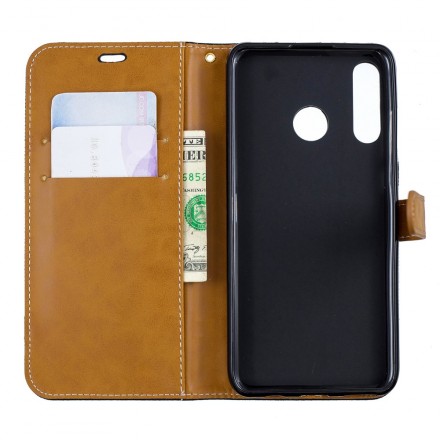 Housse Huawei P30 Lite Tissu et Effet Cuir à Lanière Housse Huawei P30 Lite Tissu et Effet Cuir à Lanière