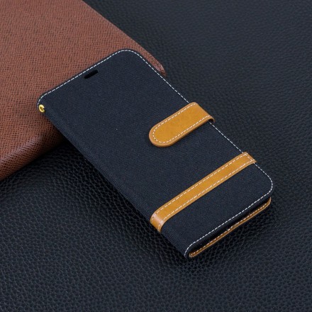 Housse Huawei P30 Lite Tissu et Effet Cuir à Lanière Housse Huawei P30 Lite Tissu et Effet Cuir à Lanière