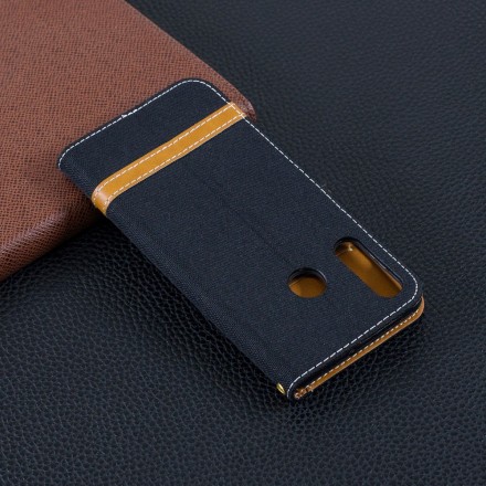 Housse Huawei P30 Lite Tissu et Effet Cuir à Lanière Housse Huawei P30 Lite Tissu et Effet Cuir à Lanière