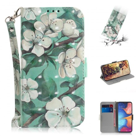 Housse Samsung Galaxy A20e Branche en Fleurs à Lanière Housse Samsung Galaxy A20e Branche en Fleurs à Lanière