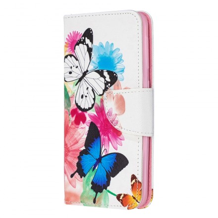 Housse Samsung Galaxy A20e Papillons et Fleurs Peints Housse Samsung Galaxy A20e Papillons et Fleurs Peints