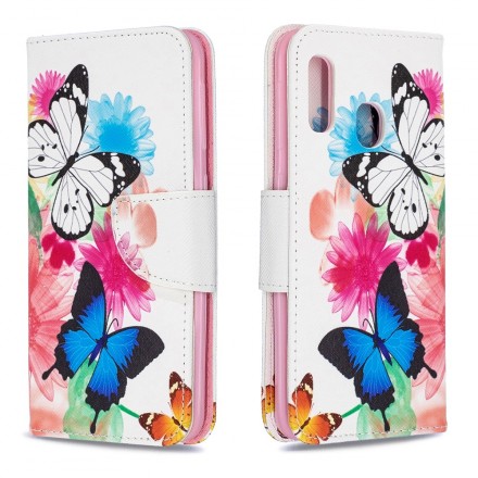 Housse Samsung Galaxy A20e Papillons et Fleurs Peints
