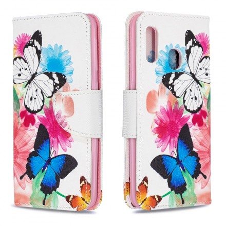 Housse Samsung Galaxy A20e Papillons et Fleurs Peints Housse Samsung Galaxy A20e Papillons et Fleurs Peints
