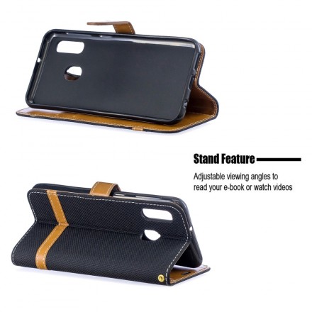 Housse Samsung Galaxy A20e Tissu et Effet Cuir à Lanière