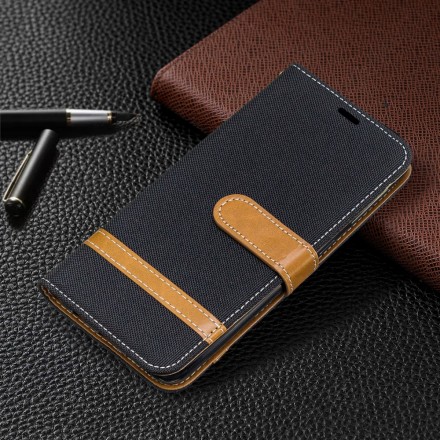 Housse Samsung Galaxy A20e Tissu et Effet Cuir à Lanière