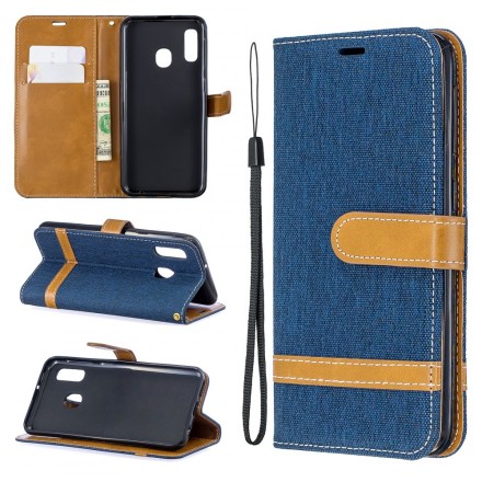 Housse Samsung Galaxy A20e Tissu et Effet Cuir à Lanière Housse Samsung Galaxy A20e Tissu et Effet Cuir à Lanière