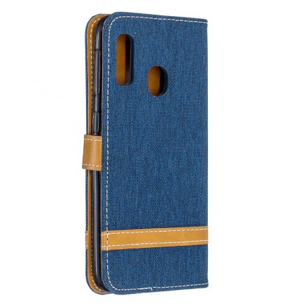 Housse Samsung Galaxy A20e Tissu et Effet Cuir à Lanière Housse Samsung Galaxy A20e Tissu et Effet Cuir à Lanière