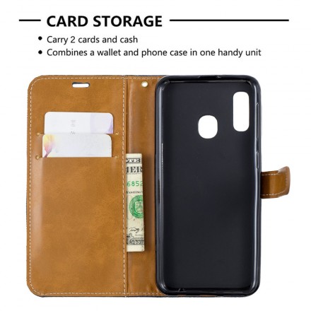 Housse Samsung Galaxy A20e Tissu et Effet Cuir à Lanière Housse Samsung Galaxy A20e Tissu et Effet Cuir à Lanière
