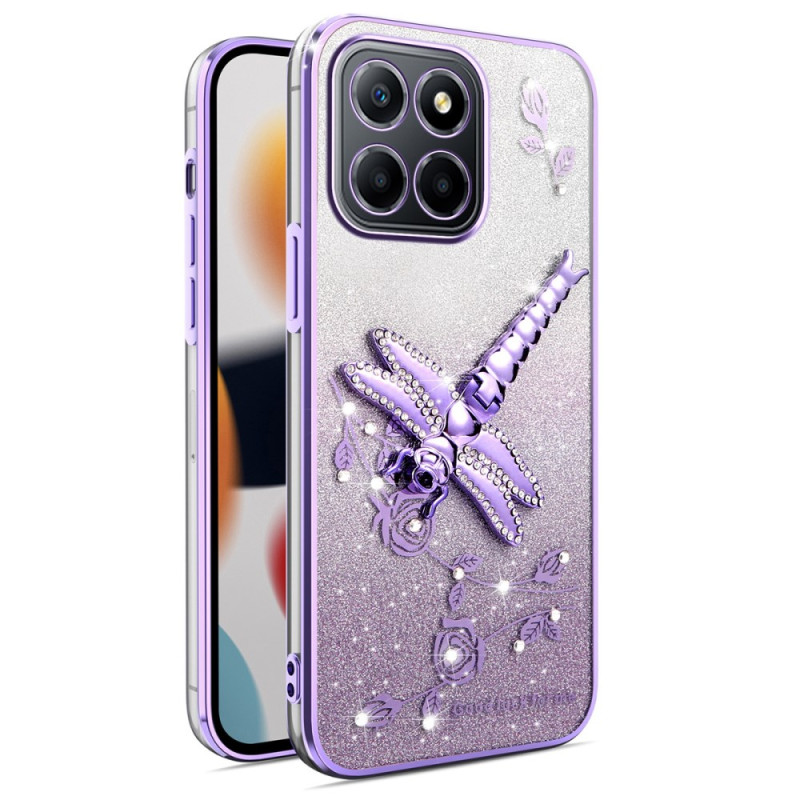 Coque Honor X8 5G Support Libellule et Paillettes