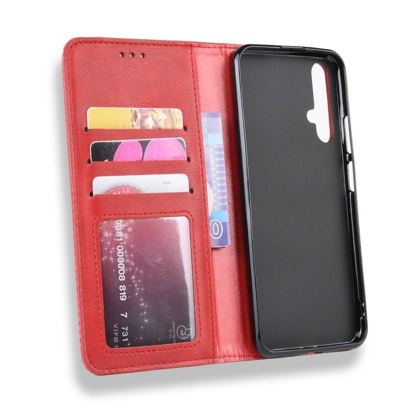 Flip Cover Honor 20 Effet Cuir Vintage Stylisé Flip Cover Honor 20 Effet Cuir Vintage Stylisé