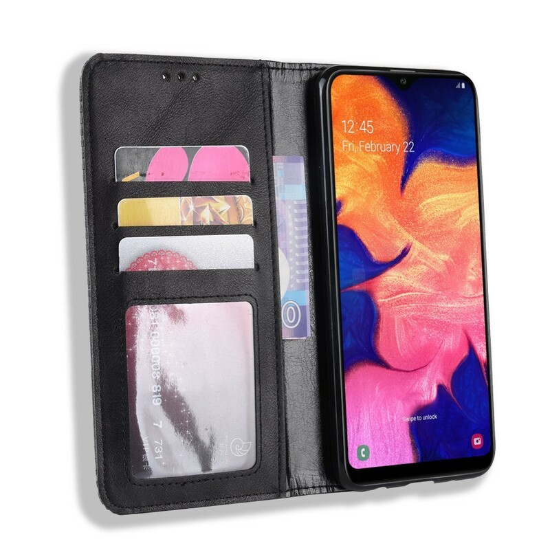 Flip Cover iSamsung Galaxy A10 Effet Cuir Vintage Stylisé Flip Cover iSamsung Galaxy A10 Effet Cuir Vintage Stylisé
