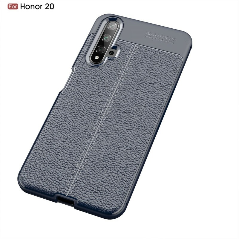 Coque Honor 20 Effet Cuir Litchi Double Line