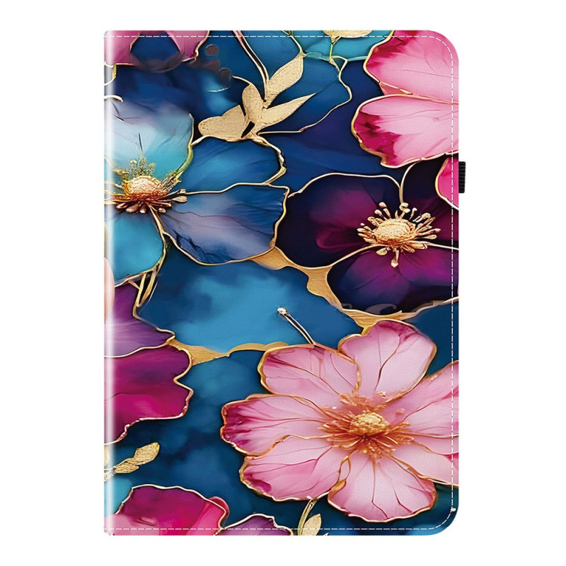 Étui Lenovo Tab M11 / K11 (11") - TB330 Fleurs Bleues et Dorées