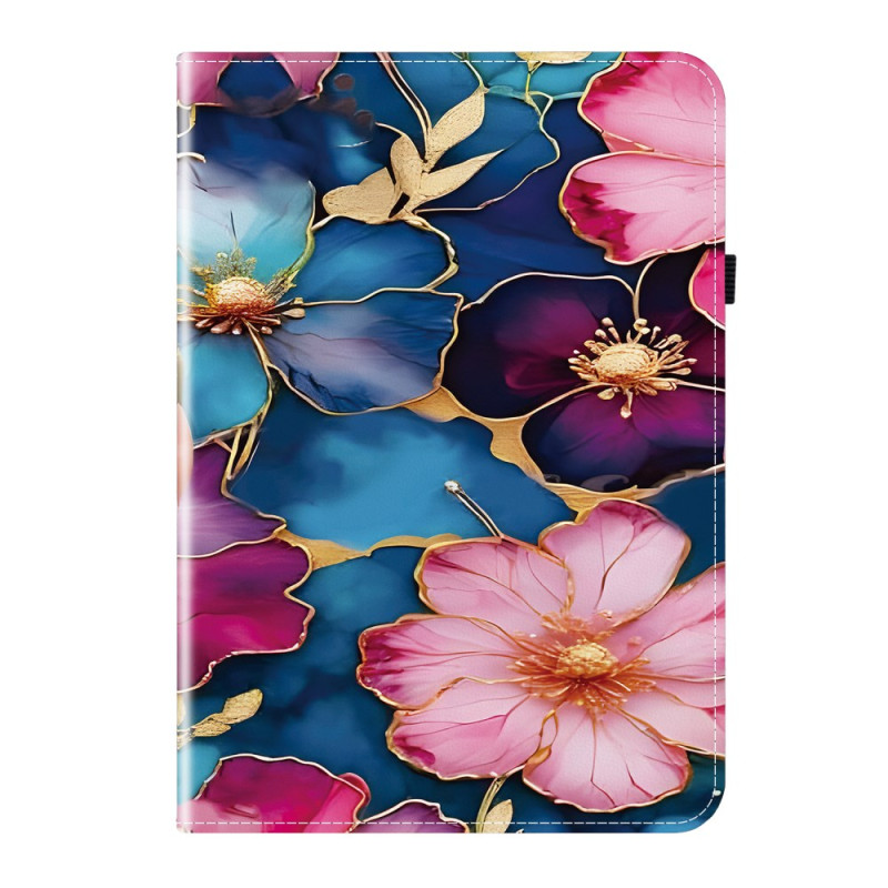 Étui Lenovo Tab M11 / K11 (11") - TB330 / TB331 Fleur Bleue Dorée