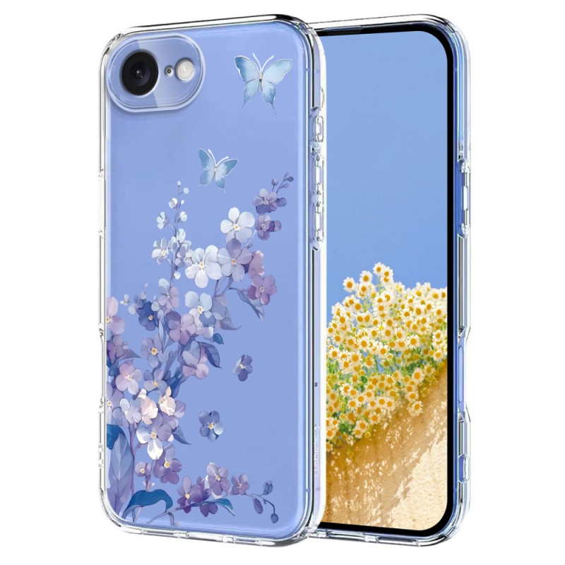 Coque iPhone 17E / 16E Transparente Papillons et Fleurs