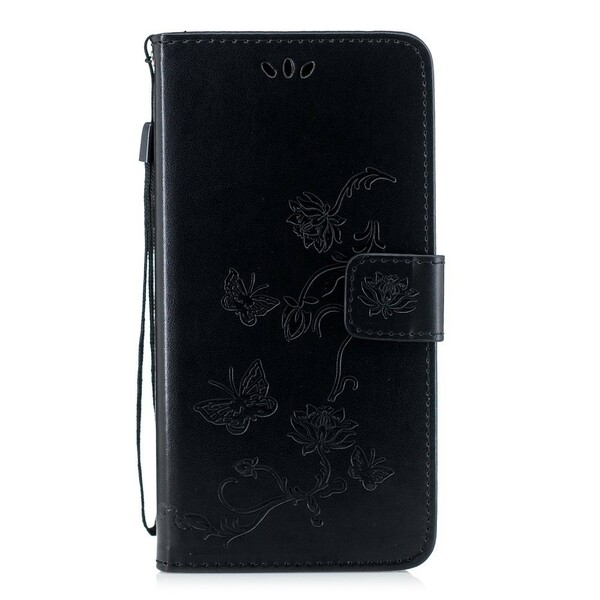 Housse Huawei P Smart Z Papillons Et Fleurs À Lanière