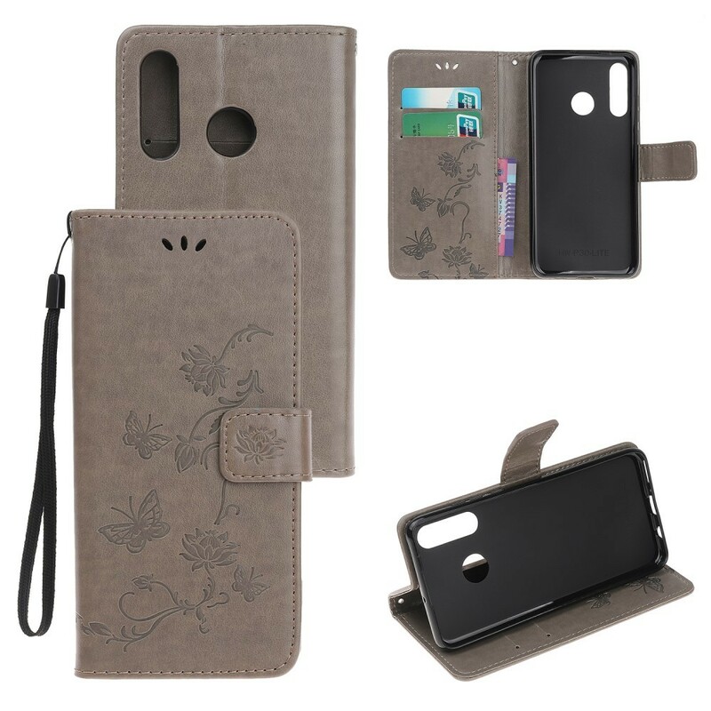 Housse Huawei P Smart Z Papillons Et Fleurs À Lanière Housse Huawei P Smart Z Papillons Et Fleurs À Lanière