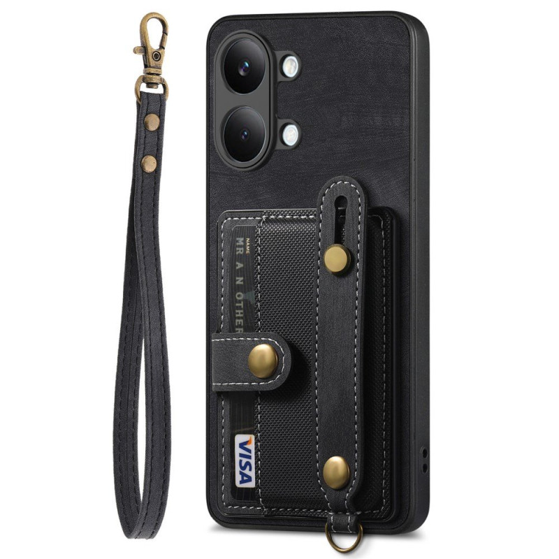 Coque Poco X8 Pro Max 5G Rétro avec Porte-Cartes et Lanière