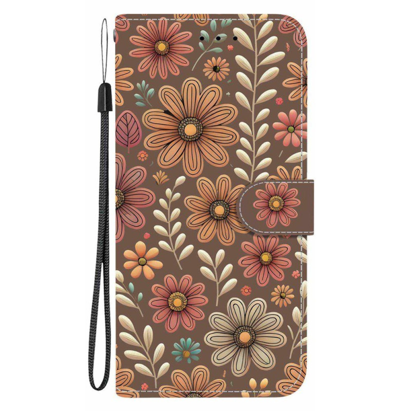 Housse Oppo A6 5G / A6X 5G / 4G Fleurs Marrons