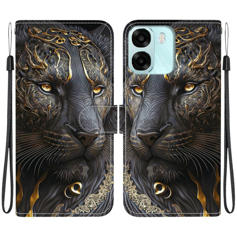 Housse Oppo A6 5G / A6X 5G / 4G Lion Noir et Or