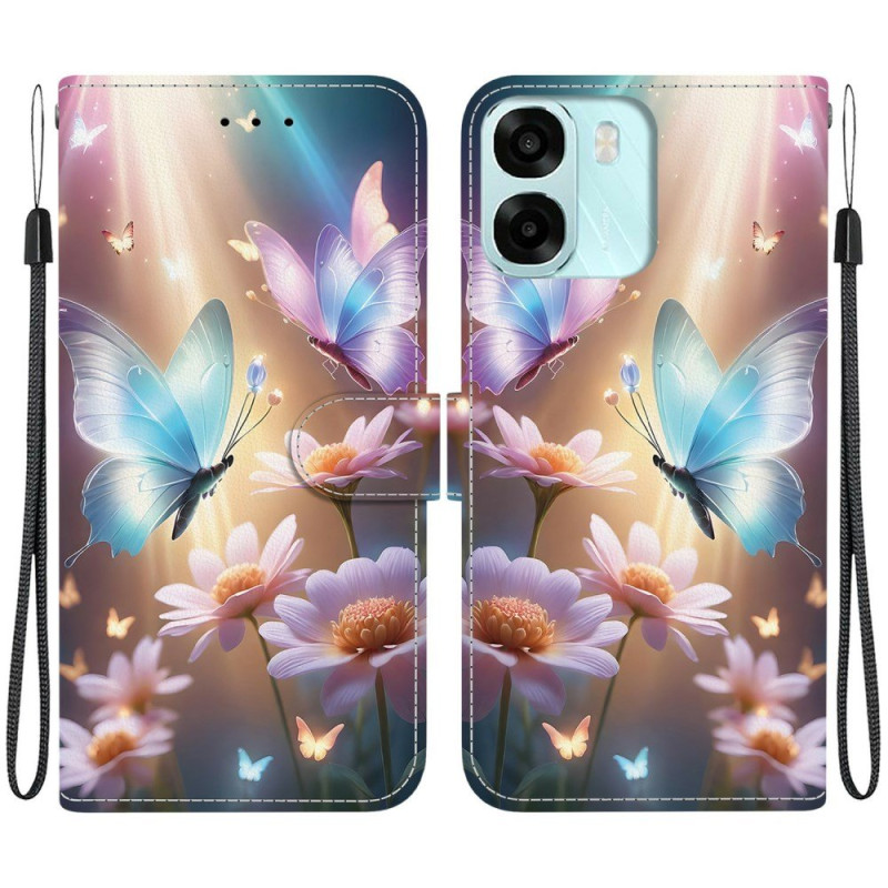 Housse Oppo A6 5G / A6X 5G / 4G Papillons Floraux