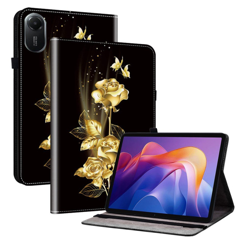 Étui Xiaomi Redmi Pad 2 Papillon Doré et Rose