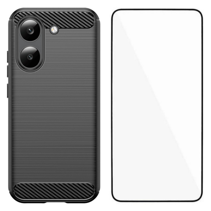 Coque Poco X8 Pro Fibre Carbone avec Protecteur Écran
