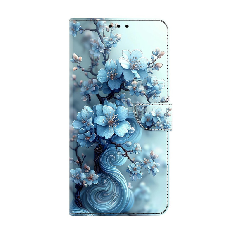 Housse Moto G77 / G67 Florale Bleue