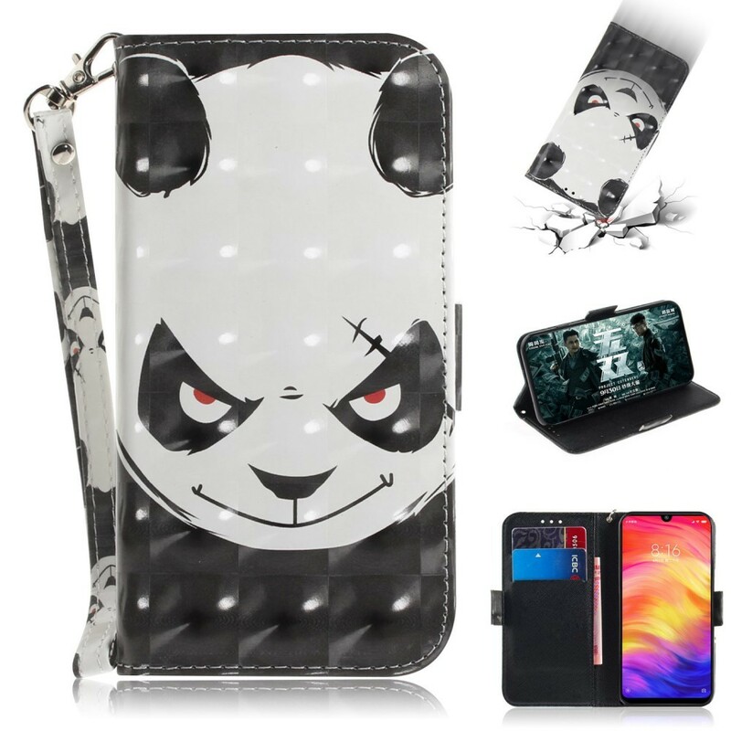 Housse Xiaomi Redmi Note 7 Angry Panda à Lanière