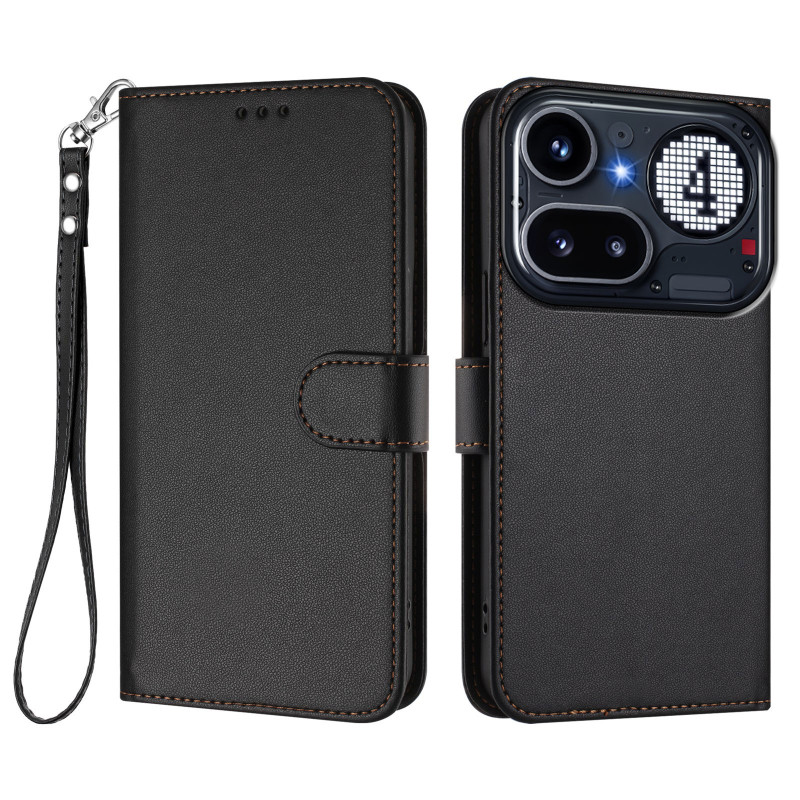 Housse Nothing Phone (4a) Pro Effet Cuir Uni à Lanière