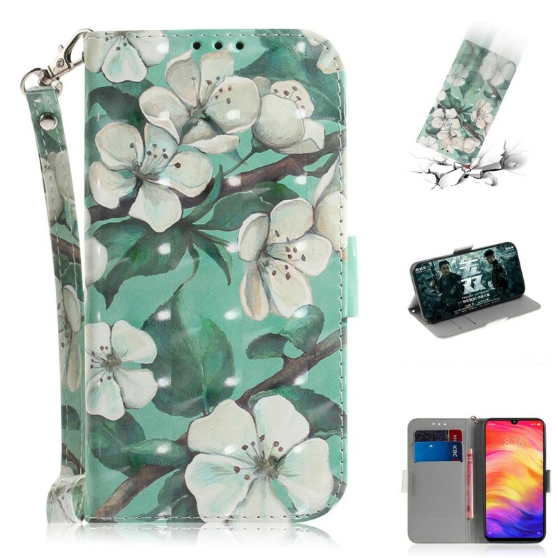 Housse Xiaomi Redmi Note 7 Branche en Fleurs à Lanière Housse Xiaomi Redmi Note 7 Branche en Fleurs à Lanière