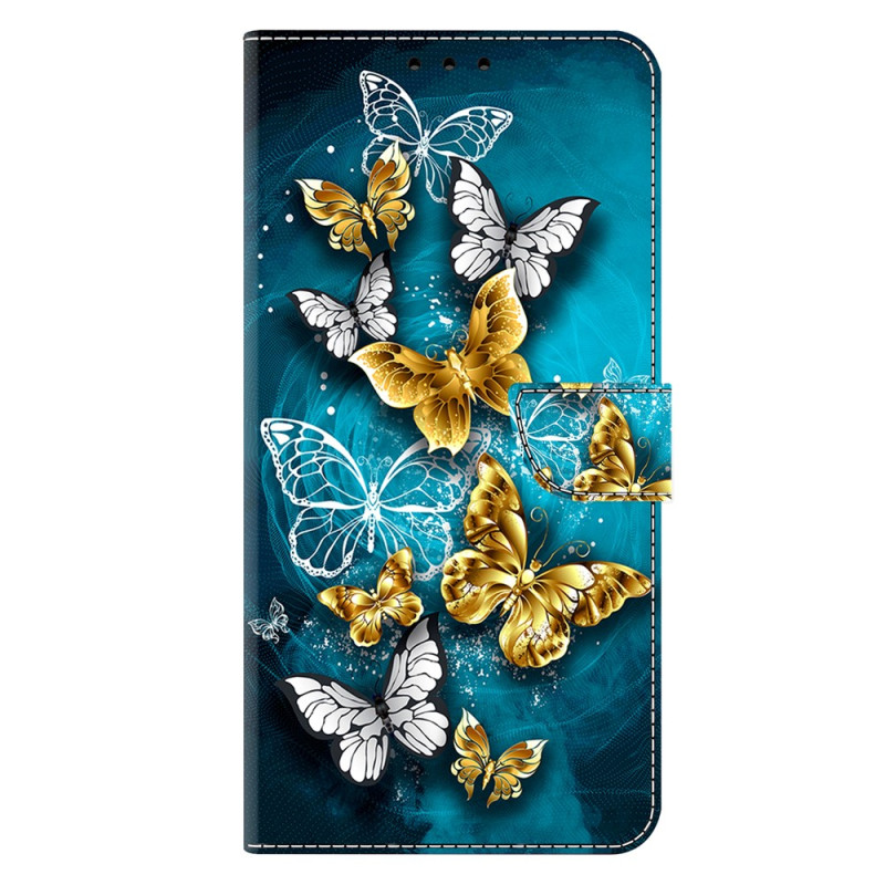 Housse Samsung Galaxy A27 5G Papillons Dorés sur Fond Vert