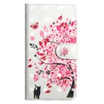 Housse Xiaomi Redmi Note 7 Arbre Rose et Chat Noir