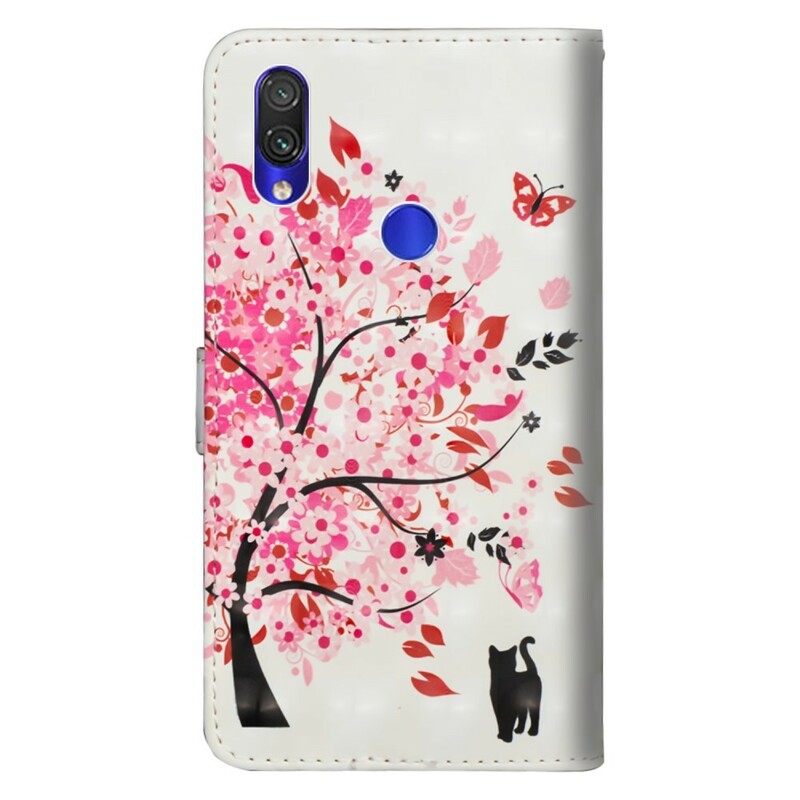 Housse Xiaomi Redmi Note 7 Arbre Rose et Chat Noir Housse Xiaomi Redmi Note 7 Arbre Rose et Chat Noir