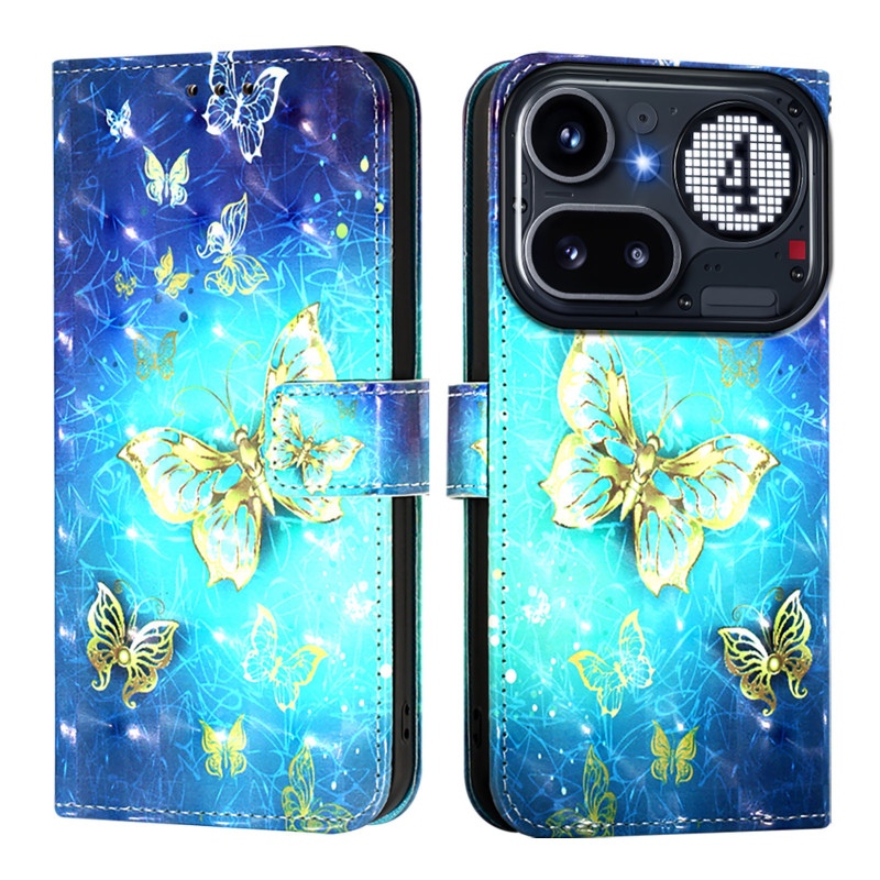 Housse Nothing Phone (4a) Pro Papillons Dorés