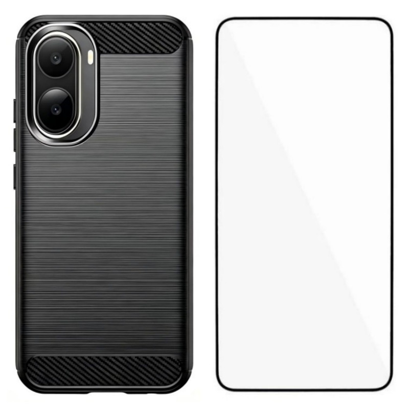 Coque Xiaomi Redmi A7 Pro Fibre Carbone Brossée avec Protecteur Écran
