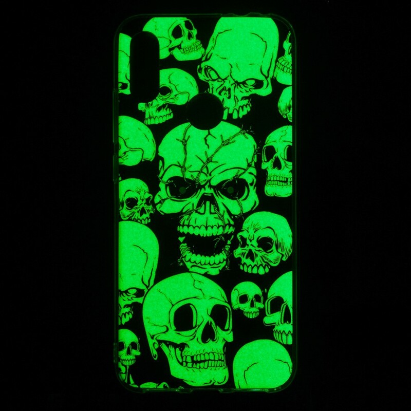 Coque Xiaomi Redmi Note 7 Attention Têtes de Mort Fluorescente