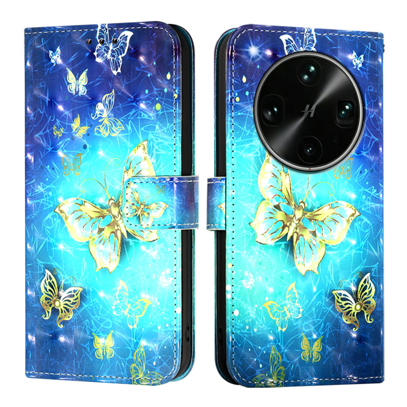 Housse Oppo Find X9 Ultra 5G Papillons Dorés