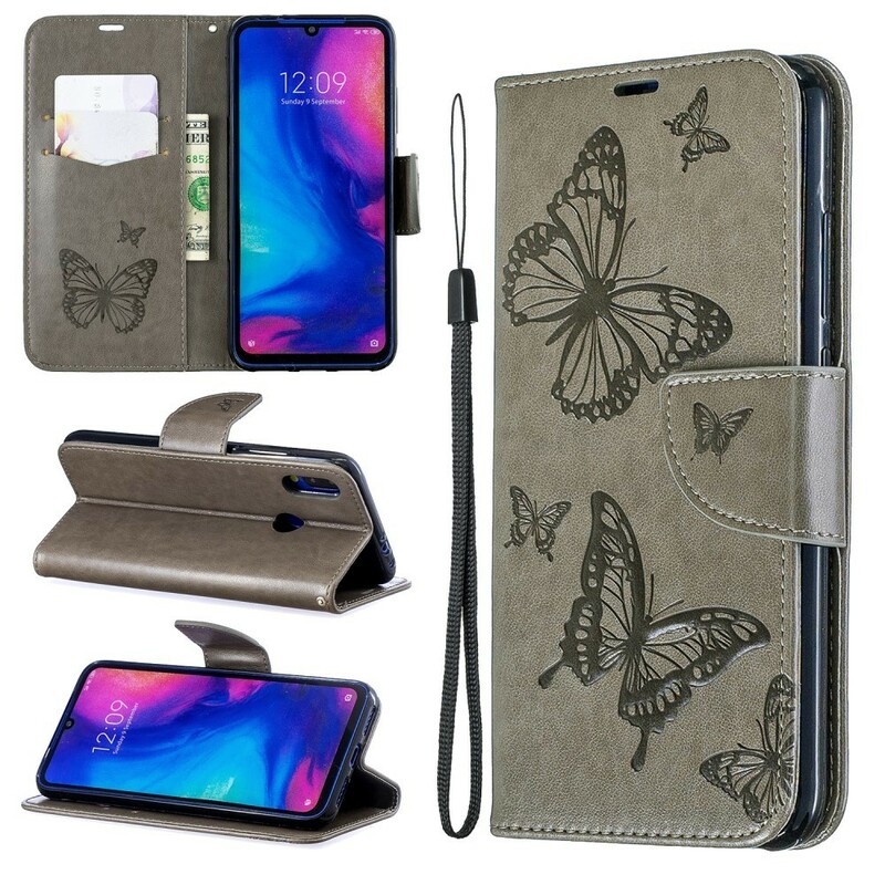 Housse Xiaomi Redmi Note 7 Papillons Imprimés à Lanière Housse Xiaomi Redmi Note 7 Papillons Imprimés à Lanière
