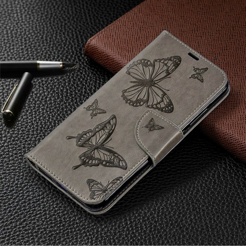 Housse Xiaomi Redmi Note 7 Papillons Imprimés à Lanière