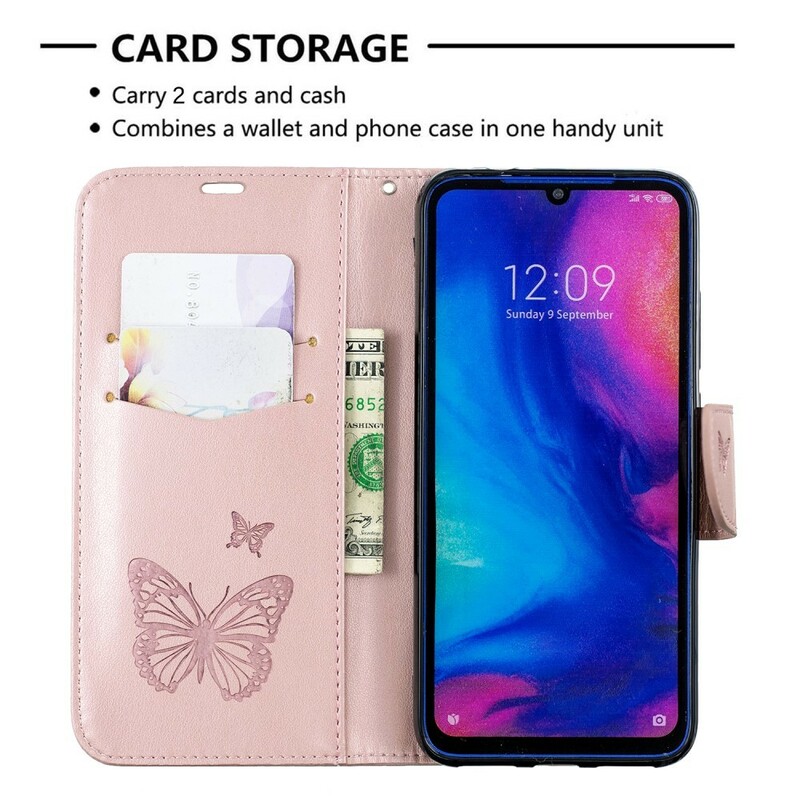 Housse Xiaomi Redmi Note 7 Papillons Imprimés à Lanière Housse Xiaomi Redmi Note 7 Papillons Imprimés à Lanière
