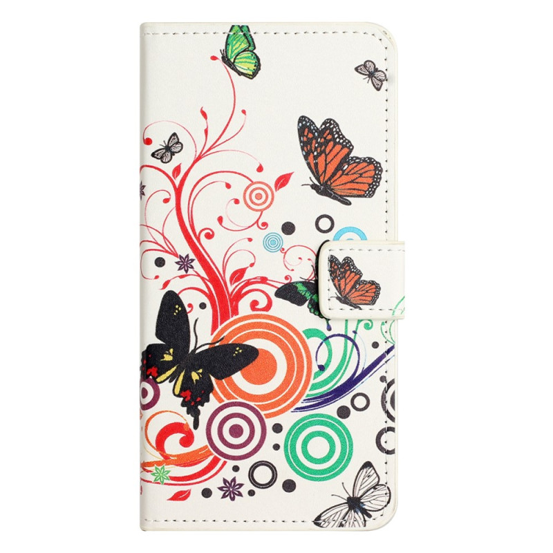 Housse Moto G67 Power / G57 Power Papillons Sur Fond Blanc