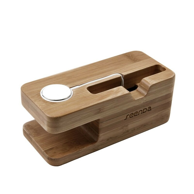 Support et station de charge en bois 2 en 1 pour votre Iphone et votre Apple  Watch