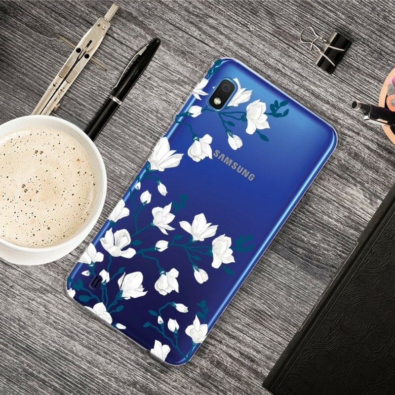 Coque Samsung Galaxy A10 Fleurs Blanches