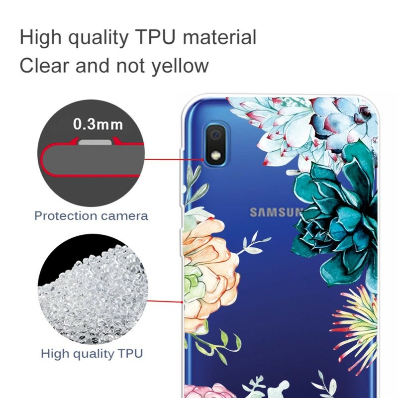 Coque Samsung Galaxy A10 Transparente Fleurs Aquarelles