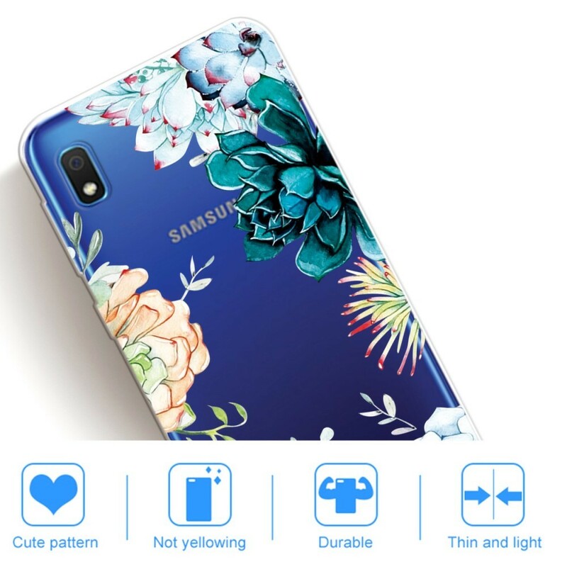 Coque Samsung Galaxy A10 Transparente Fleurs Aquarelles