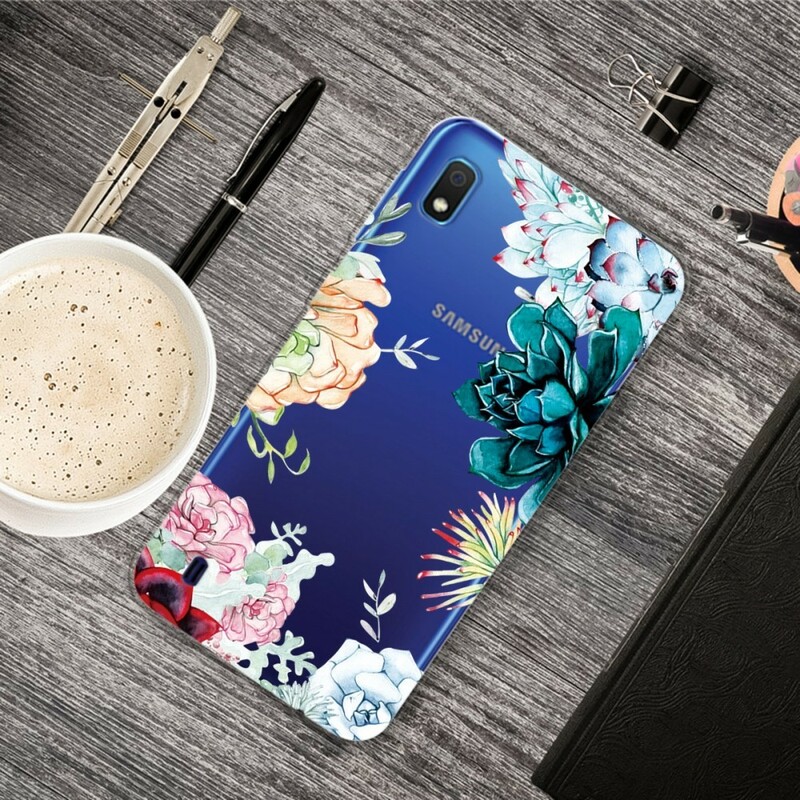 Coque Samsung Galaxy A10 Transparente Fleurs Aquarelles